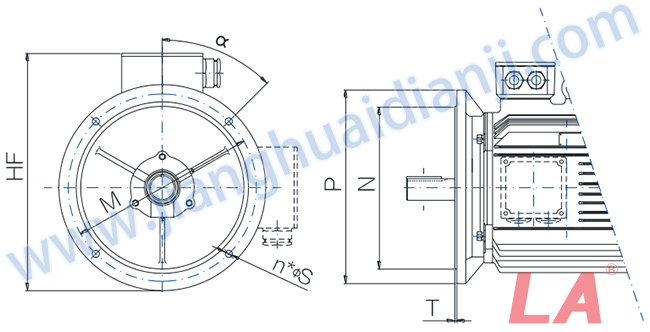 YE2系列高效低壓三相異步電動機外形及安裝尺寸圖 法蘭尺寸 Flange dimensions - 六安江淮電機有限公司