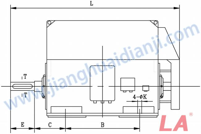 YTM系列磨煤機用高壓三相異步電動機安裝尺寸圖(IP54、IP55 6KV) - 六安江淮電機有限公司