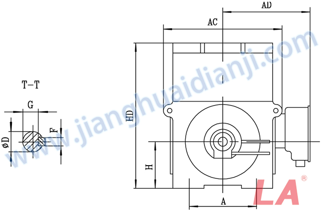 YTM系列磨煤機用高壓三相異步電動機安裝尺寸圖(IP54、IP55 10KV) - 六安江淮電機有限公司