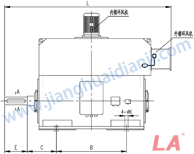 YMPS系列磨煤機用高壓三相異步電動機安裝尺寸圖(IP54、IP55 6KV) - 六安江淮電機有限公司