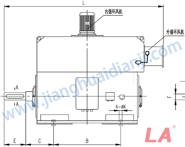 YMPS系列磨煤機用高壓三相異步電動機安裝尺寸圖(IP54、IP55 10KV) - 六安江淮電機有限公司