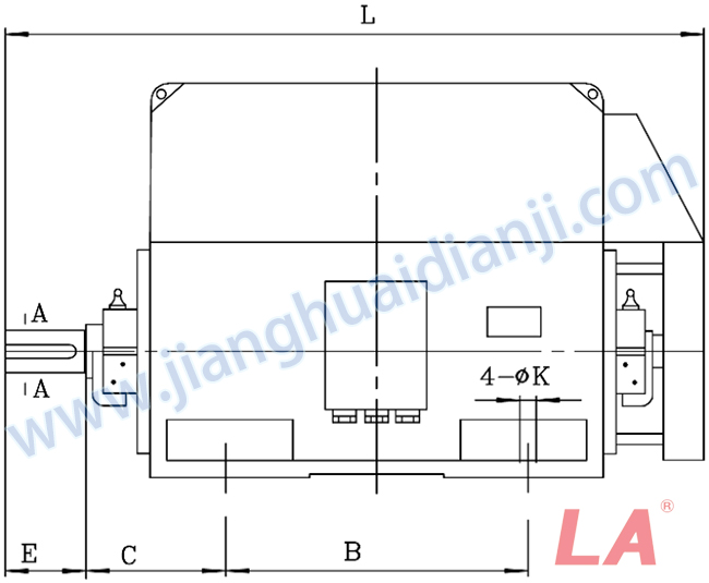 YKK系列大型高壓三相異步電動機外形及安裝尺寸圖(YKK710-1000 IP44、IP54、IP55) - 六安江淮電機有限公司