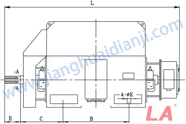 YRKK系列大型高壓三相異步電動機外形及安裝尺寸圖(YRKK710-800 IP44、IP54、IP55) - 六安江淮電機有限公司