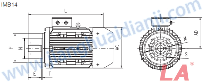 MS系列鋁殼三相異步電動機外形及安裝尺寸圖IMB14 - 六安江淮電機有限公司